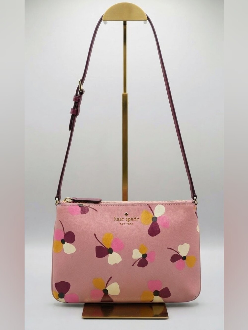 Kate Spade Dusk Buds Pink Floral Leather Crossbody Bag